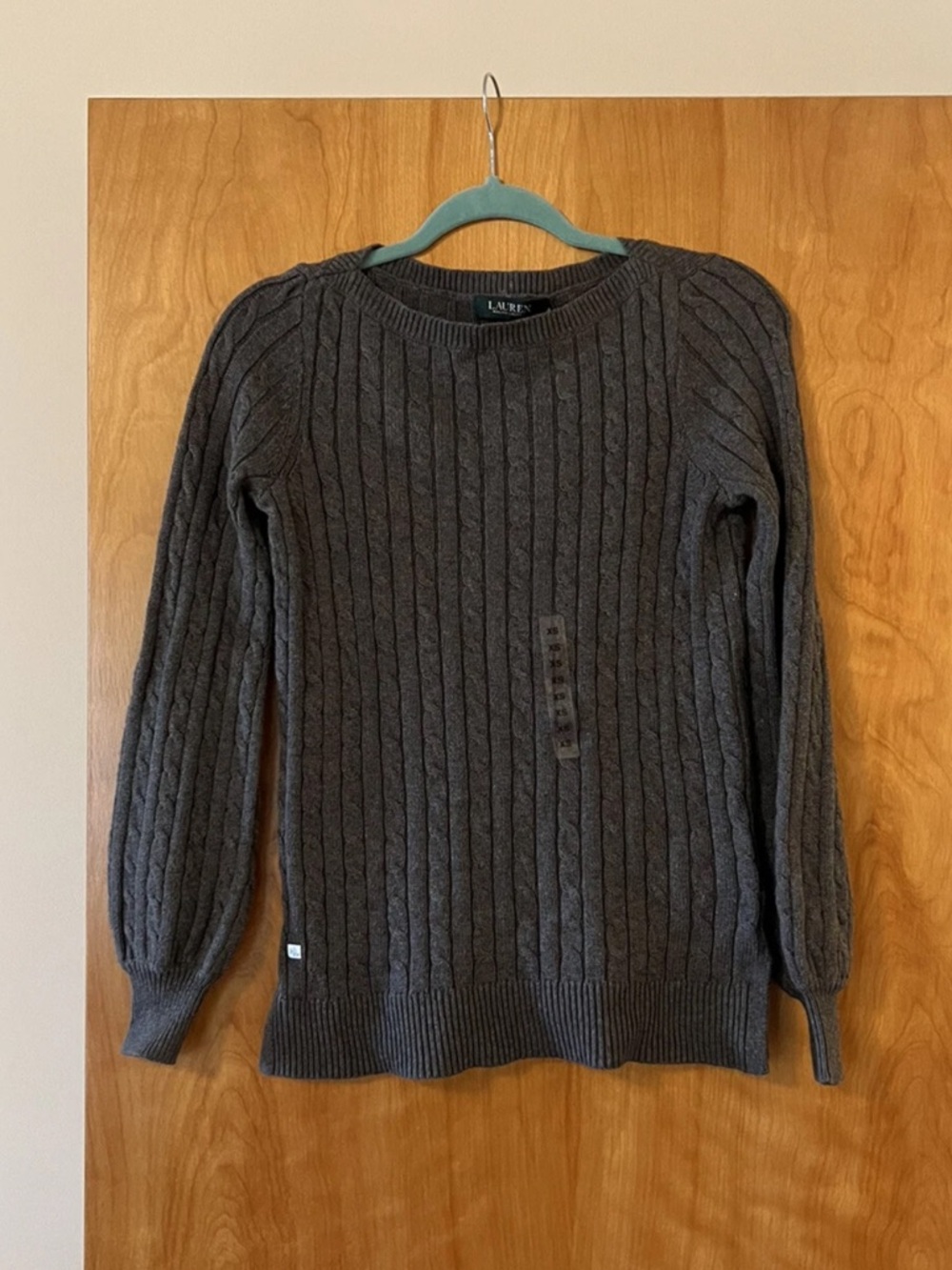 Lauren Ralph Lauren Women's Ribbed Sweater LRL Light Gray Grey NWT Size XS